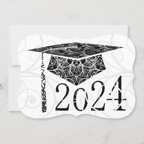 Black and White Floral Cap 2024 Card
