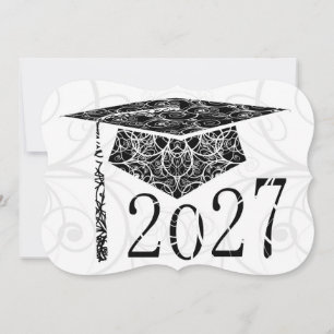 Black and White Floral Cap 2027 Card