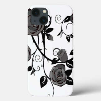 Black And White Floral iPhone 13 Case