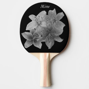 black and white floral contempory ping pong paddle
