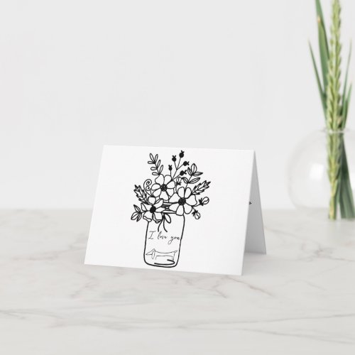 BLACK AND WHITE FLORAL DACHSHUND BLANK CARD