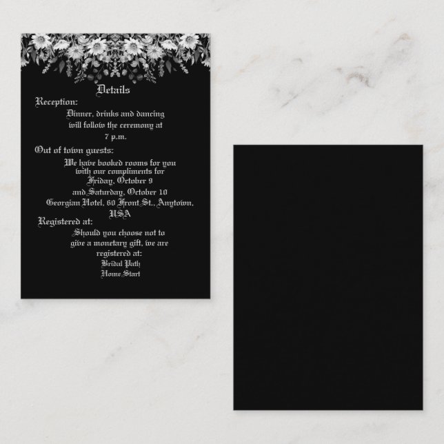 Black and White Floral Daisy Border Enclosure Card (Front/Back)