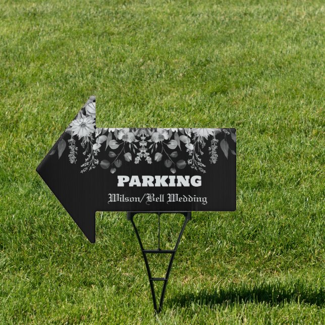 Black and White Floral Daisy Border Sign (Insitu)