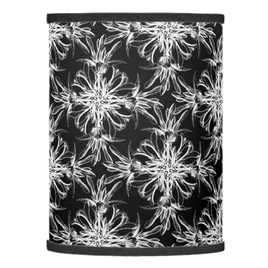 Black and White Floral Damask Lamp Shade (Left)