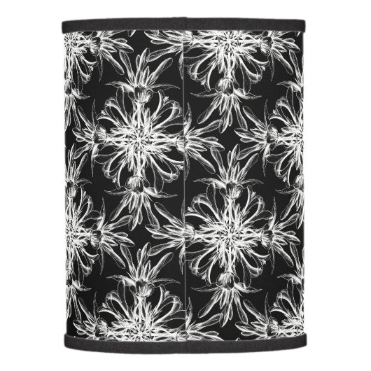 Black and White Floral Damask Lamp Shade (Back)