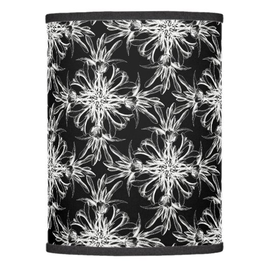 Black and White Floral Damask Lamp Shade (Front)