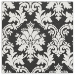 Black and White Floral Damask Print Pattern Fabric