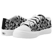 Black And White Floral Damask Tennis Shoes at Zazzle
