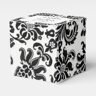Black and White Floral Damask Wedding Favor Box