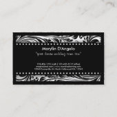 Black and White Floral Damask Wedding Planner Business Card (Back)