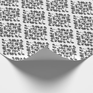 Black and White Floral Damask Wrapping Paper