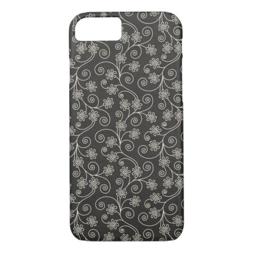 black and white floral design iPhone 87 case