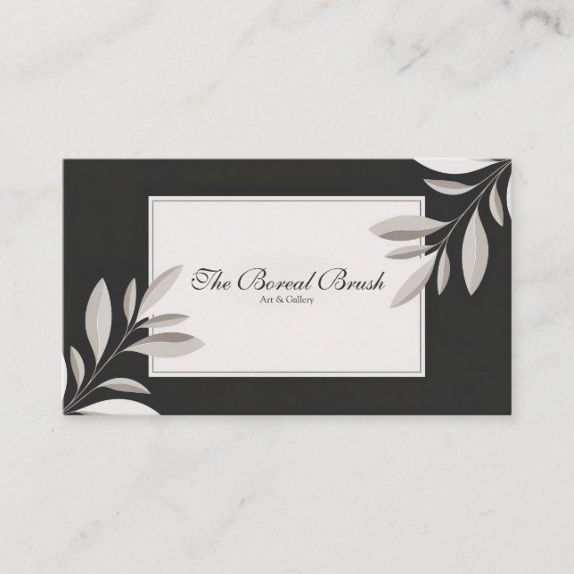Black and White Floral Elegant Geometric Business Card (Front)
