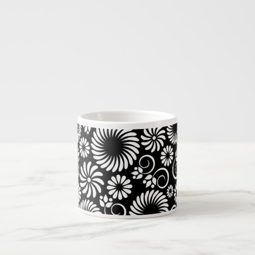Black and white floral Espresso Mug