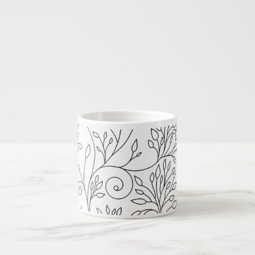 Black and white floral Espresso Mug