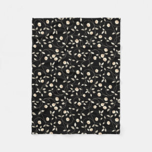 Black and White Floral Fleece Blanket