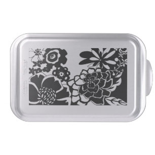 Black and White Floral Garden Graphic Pattern Cake Pan
