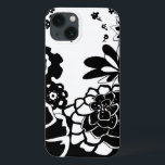 Black and White Floral Garden Graphic Pattern iPhone 13 Case<br><div class="desc">A graphic pattern that showcases a black and white floral garden scene,  created by Chariklia Zarris. Even with only two colors the painting is almost overwhelming in its beauty. Give yourself the gift of an exquisite floral display by purchasing this print today!</div>