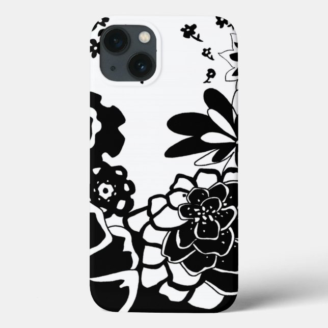 Black and White Floral Garden Graphic Pattern Case-Mate iPhone Case (Back)