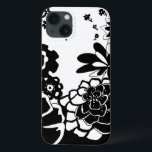 Black and White Floral Garden Graphic Pattern iPhone 13 Case<br><div class="desc">A graphic pattern that showcases a black and white floral garden scene,  created by Chariklia Zarris. Even with only two colors the painting is almost overwhelming in its beauty. Give yourself the gift of an exquisite floral display by purchasing this print today!</div>