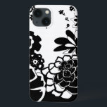 Black and White Floral Garden Graphic Pattern iPhone 13 Case<br><div class="desc">A graphic pattern that showcases a black and white floral garden scene,  created by Chariklia Zarris. Even with only two colors the painting is almost overwhelming in its beauty. Give yourself the gift of an exquisite floral display by purchasing this print today!</div>