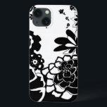 Black and White Floral Garden Graphic Pattern iPhone 13 Case<br><div class="desc">A graphic pattern that showcases a black and white floral garden scene,  created by Chariklia Zarris. Even with only two colors the painting is almost overwhelming in its beauty. Give yourself the gift of an exquisite floral display by purchasing this print today!</div>