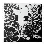 Black and White Floral Garden Graphic Pattern Ceramic Tile<br><div class="desc">A graphic pattern that showcases a black and white floral garden scene,  created by Chariklia Zarris. Even with only two colors the painting is almost overwhelming in its beauty. Give yourself the gift of an exquisite floral display by purchasing this print today!</div>