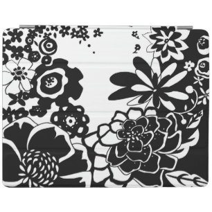 Black and White Floral Garden Graphic Pattern iPad Smart Cover