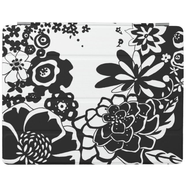 Black and White Floral Garden Graphic Pattern iPad Smart Cover (Horizontal)