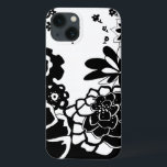 Black and White Floral Garden Graphic Pattern iPhone 13 Case<br><div class="desc">A graphic pattern that showcases a black and white floral garden scene,  created by Chariklia Zarris. Even with only two colors the painting is almost overwhelming in its beauty. Give yourself the gift of an exquisite floral display by purchasing this print today!</div>