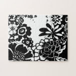Black and White Floral Garden Graphic Pattern Jigsaw Puzzle<br><div class="desc">A graphic pattern that showcases a black and white floral garden scene,  created by Chariklia Zarris. Even with only two colors the painting is almost overwhelming in its beauty. Give yourself the gift of an exquisite floral display by purchasing this print today!</div>