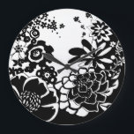 Black and White Floral Garden Graphic Pattern Large Clock<br><div class="desc">A graphic pattern that showcases a black and white floral garden scene,  created by Chariklia Zarris. Even with only two colors the painting is almost overwhelming in its beauty. Give yourself the gift of an exquisite floral display by purchasing this print today!</div>