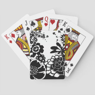 Black and White Floral Garden Graphic Pattern Poker Cards