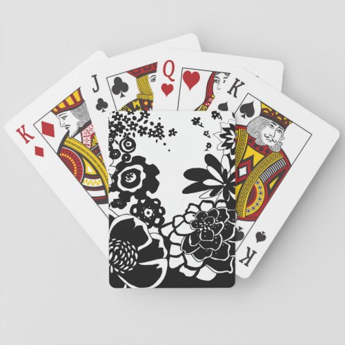 Black and White Floral Garden Graphic Pattern Poker Cards