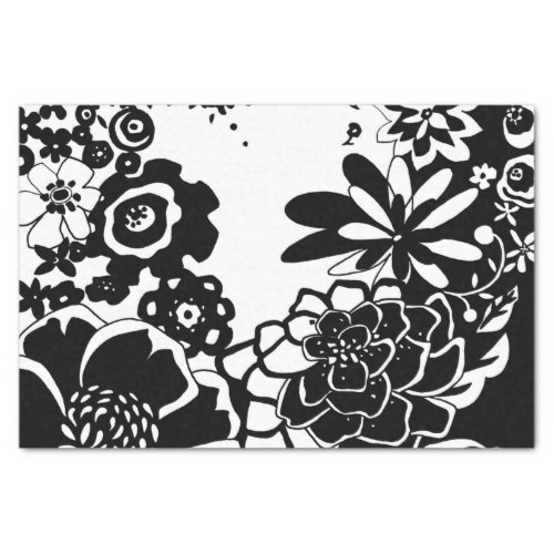 Black and White Floral Garden Graphic Pattern Tissue Paper