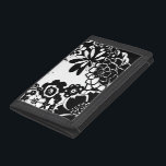 Black and White Floral Garden Graphic Pattern Tri-fold Wallet<br><div class="desc">A graphic pattern that showcases a black and white floral garden scene,  created by Chariklia Zarris. Even with only two colors the painting is almost overwhelming in its beauty. Give yourself the gift of an exquisite floral display by purchasing this print today!</div>