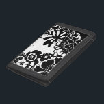 Black and White Floral Garden Graphic Pattern Tri-fold Wallet<br><div class="desc">A graphic pattern that showcases a black and white floral garden scene,  created by Chariklia Zarris. Even with only two colors the painting is almost overwhelming in its beauty. Give yourself the gift of an exquisite floral display by purchasing this print today!</div>