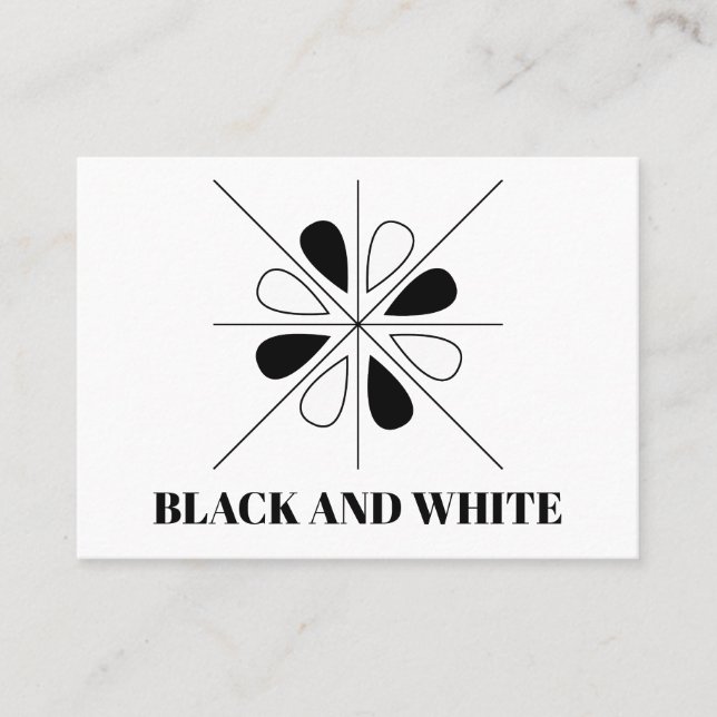 Black and White Floral Geometric Pattern     Business Card (Front)