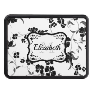 Black and White Floral Hitch Cover