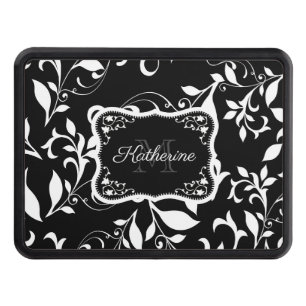 Black and White Floral Hitch Cover