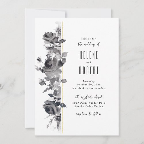 Black and White Floral Invitation