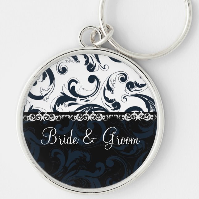 Black and White Floral Keychain (Front)