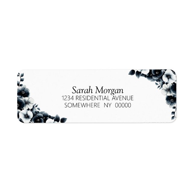 Black and White Floral Label (Front)