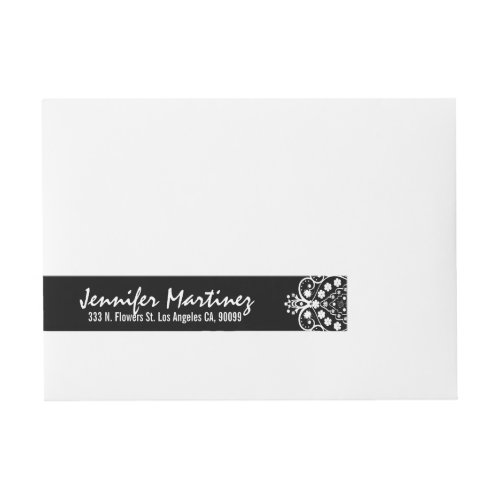 Black And White Floral Lace Design Wrap Around Address Label