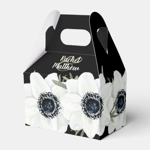 Black and White Floral Large Favor Boxes