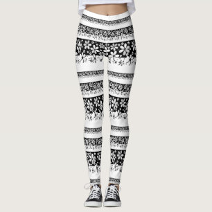 Black and white floral leggings