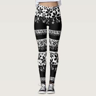 Black and white floral  leggings