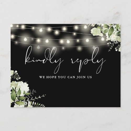 Black And White Floral Lights Song Request RSVP Invitation Postcard