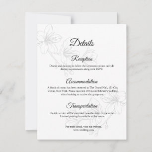 Black and White Floral Line Art Enclosure Card