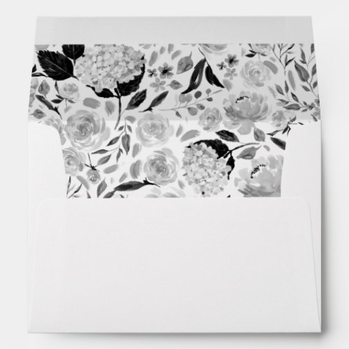 Black and White Floral Lined Return Address Envelope